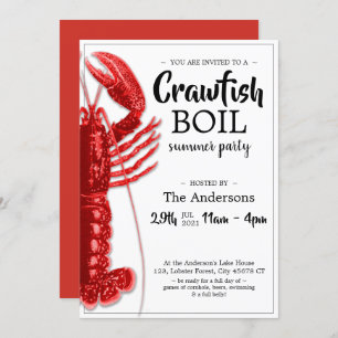 Invitation Crawfish Boire Noir Blanc Fête d'été