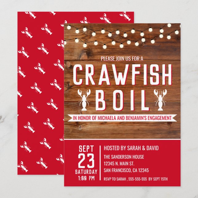 Invitation Crawfish Boire Special Event Party (Devant / Derrière)