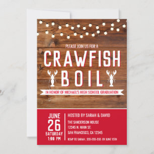 Invitation Crawfish Bouille Graduation Fête des fruits de mer