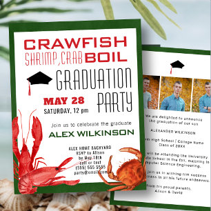 Invitation Crawfish Seafood Boil 3 Photo Graduation Party