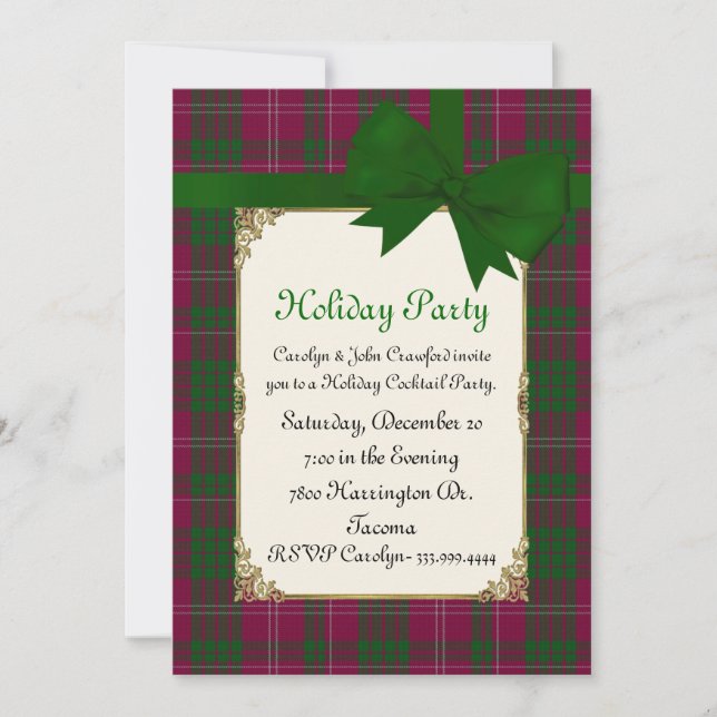 Invitation Crawford Tartan Plaid Custom Holiday Party (Devant)
