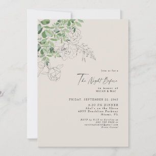 Invitation Crayon Floral Eucalyptus La Nuit Avant Le Mariage