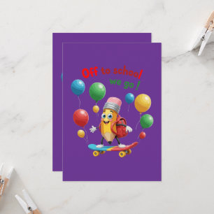 Invitation Crayon mignon sur skateboard   Amusant retour à l'