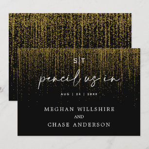 Invitation Crayon Moderne Nous En Or Edge Glitter