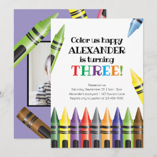 Invitation Crayons 3e anniversaire Troisième photo Anniversai