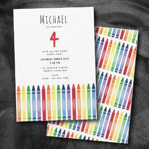 Invitation Crayons arc-en-ciel colorés Fête Anniversaire de e
