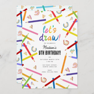 Invitation Crayons colorés Enfants Art fête d'anniversaire