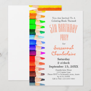 Invitation Crayons de couleur arc-en-ciel à l'aquarelle Fête