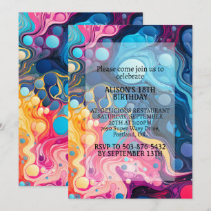 Invitation Crazy Colorful Wavy Imprimer Anniversaire