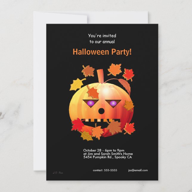 Invitation Crazy Halloween Citrouille (Devant)