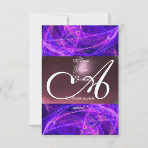 Invitation CRAZY PHOTON MONOGRAM violet noir rsvp