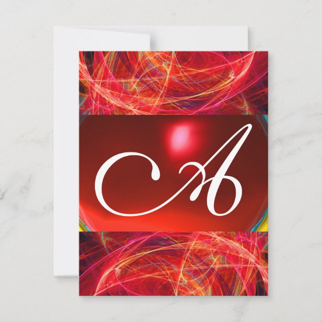 Invitation CRAZY PHOTON MONOGRAMME rouge noir rose (Devant)