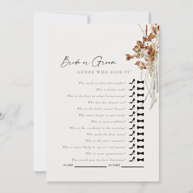 Invitation Cream Boho Devine Qui A Dit Qu'Il Douche Jeu (Devant)