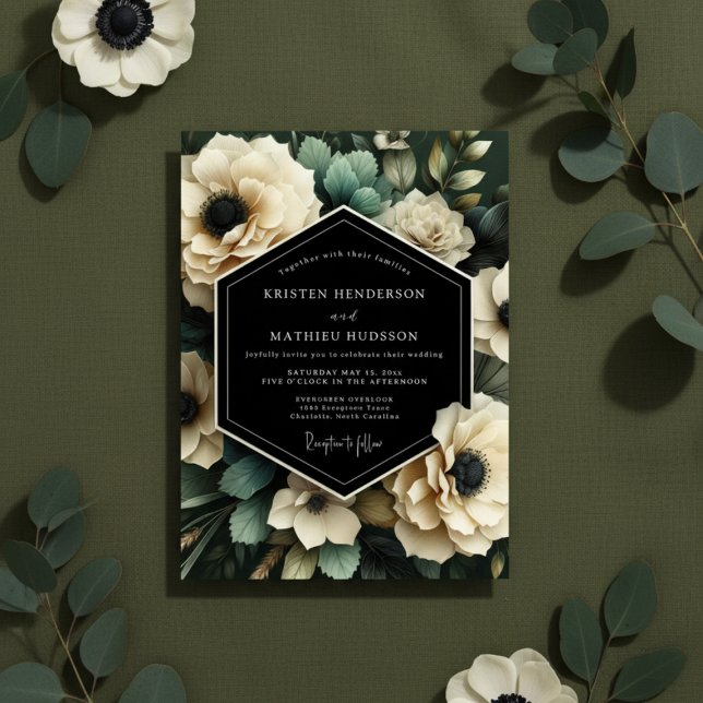 Invitation Cream Botanical Bloom Wedding (Créateur téléchargé)