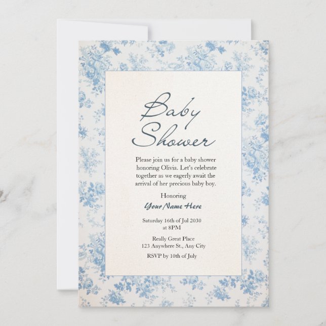 Invitation Cream Classique Traditionnel Baby Shower invitatio (Devant)