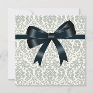 Invitation Cream Damask Black Party