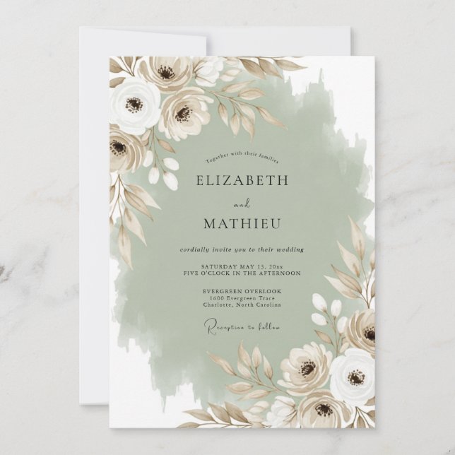 Invitation Cream Ethereal Blossom Wedding (Devant)
