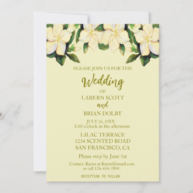 Invitation Cream & Gold Calla Lilies Mariage verdoyant (Devant)