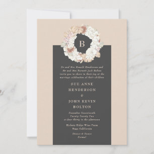 Invitation Cream Pampas Wreath Mariage de monogramme de charb