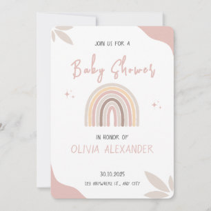 Invitation Cream Pastel Simple minimaliste Baby shower