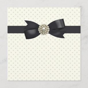 Invitation Cream Pearl Bow Black Cravate party et événement