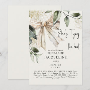 Invitation Cream Tying Knot Bow Hydrangea Wedding shower