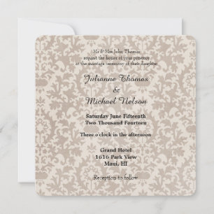Invitation Cream Vintage Mariage damassé