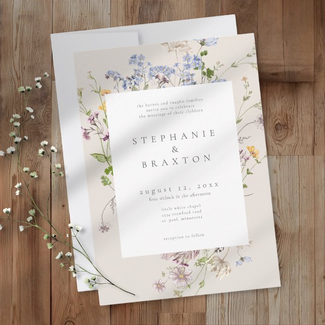 Invitation Cream Wildflower Garden Elegant Wedding (Créateur téléchargé)