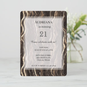 Invitation Creamme Brown Chocolat Gold Fils Anniversaire