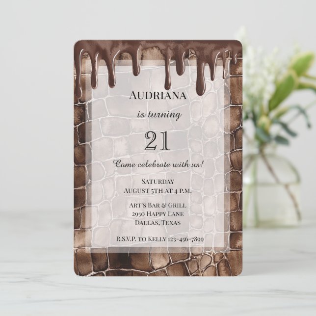 Invitation Creamy Brown Chocolate Drithday (Debout devant)