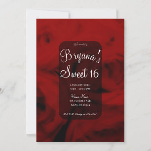 Invitation Creamy Soft Red Roses Sweet 16 Anniversaire