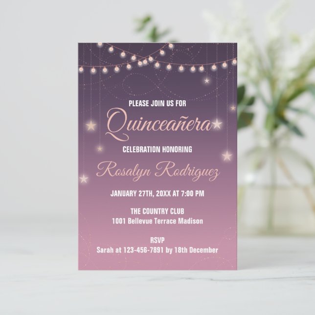 Invitation create your own custom Quinceanera 15 birthday (Debout devant)