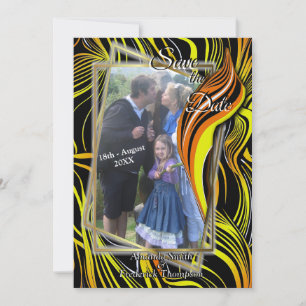 Invitation Créatifs Noirs, Orange & Blanc Abstraits Sans Cout