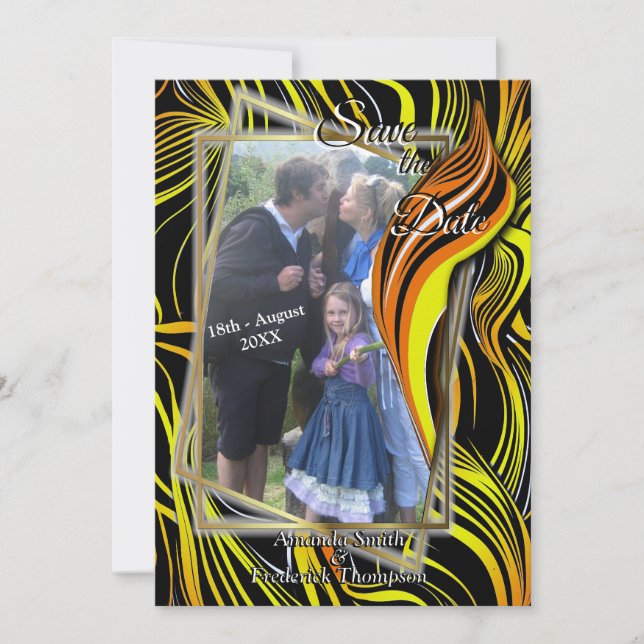 Invitation Créatifs Noirs, Orange & Blanc Abstraits Sans Cout (Devant)