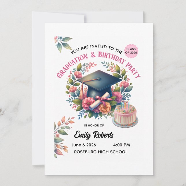 Invitation Création Florale pour la Remise de Diplômes et Fêt (Devant)