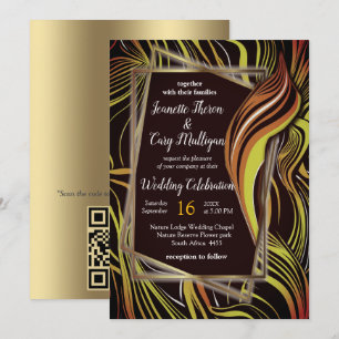 Invitation Creative Black, jaune et orange sans fil abstraits