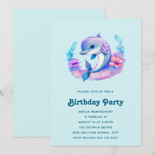 Invitation Créature Mer Dauphin Cute Anniversaire