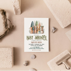 Invitation Créatures de la forêt aquarelle Baby Shower