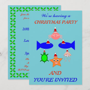 Invitation Créatures de la mer de Noël personnalisées