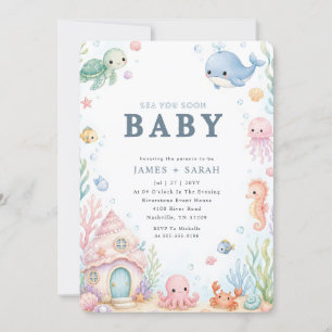 Invitation Créatures marines Animaux de l'océan Baby Shower m