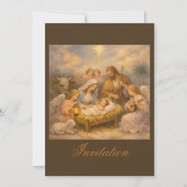 Invitation Crèche avec des anges (Devant)