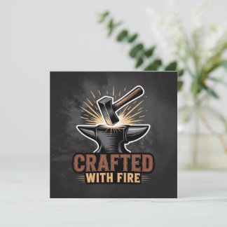 Invitation Créé avec le feu – Autocollant d'artisan rustique