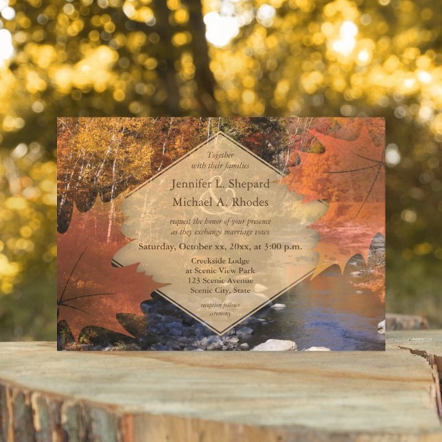 Invitation Creekside woods feuille d'érable mariage d'automne (Créateur téléchargé)