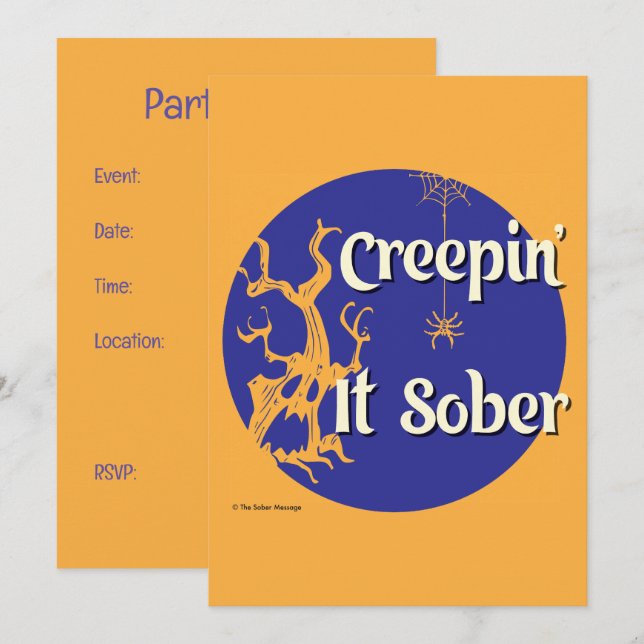 Invitation Creepin’ It Sober | Soirée d'Halloween Sobre (Devant / Derrière)