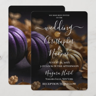 Invitation Créez vos propres citrouilles violettes et dorées