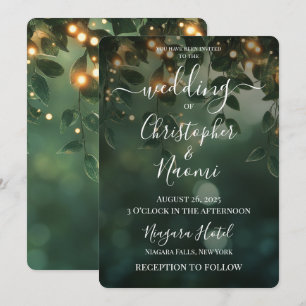 Invitation Créez vos propres Feuilles et lumières verts