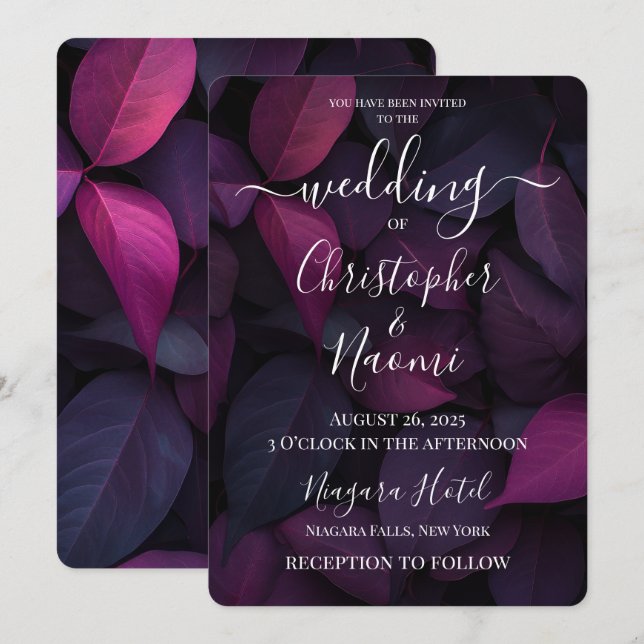 Invitation Créez vos propres Feuilles Fuchsia (Devant / Derrière)