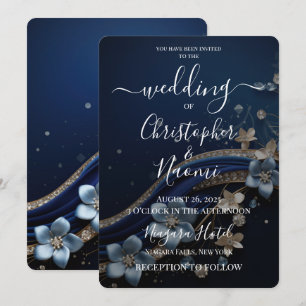 Invitation Créez vos propres fleurs de bijoux bleu foncé Casc