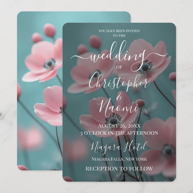 Invitation Créez vos propres fleurs pastel rose et sarcelle p (Devant / Derrière)