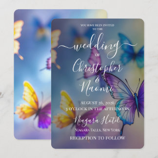 Invitation Créez Vos Propres Papillons Violets Jaunes Mariage
